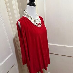 New with Tags! Chico's Bold Red 3/4 Sleeve Cold Shoulder Blouse Plus